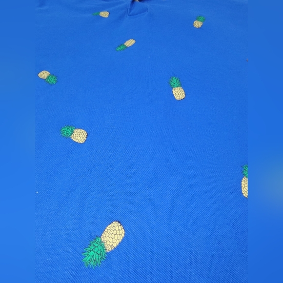 Chaps Blue and Green Pineapple Polo Shirt - Picture 3 of 10